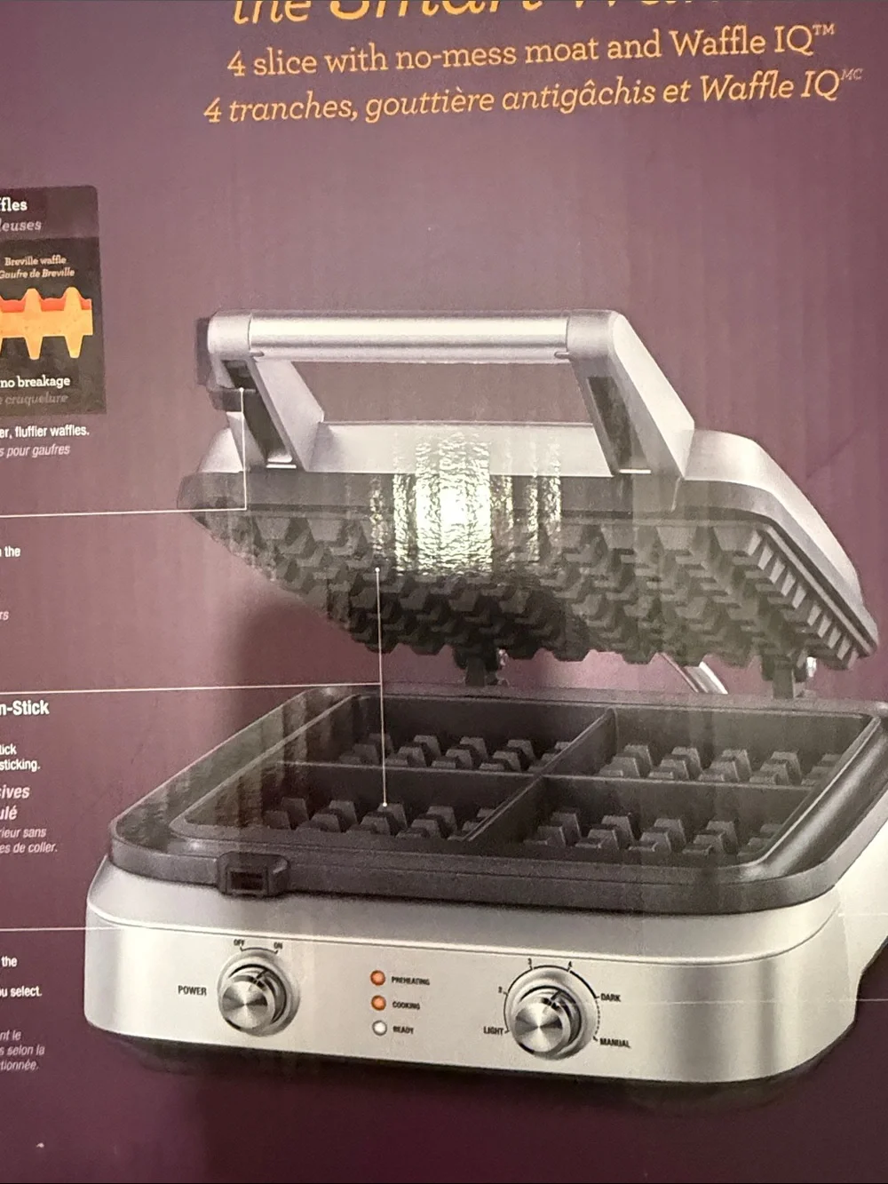 Breville The Smart Waffle 4-Slice Waffle no Mess IQ